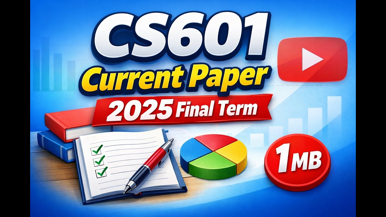 CS601 Current Paper Final Term 2025 | Important MCQs
