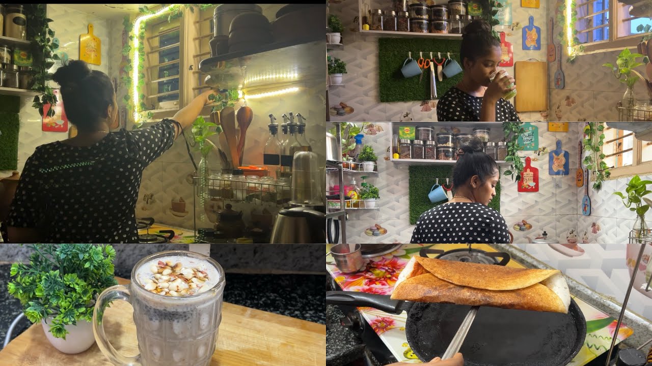 Early morning vlog Masaladosa red chutney, Naati erulli sambar jothege healthy oats smoothie recipe…