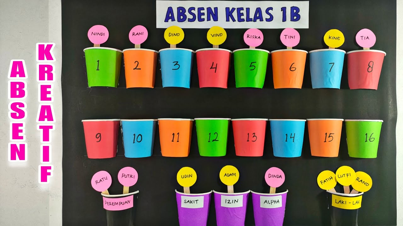 Cara Membuat Absen Kelas Kreatif || Absen Kelas Kekinian || Hiasan Dinding Kelas Unik