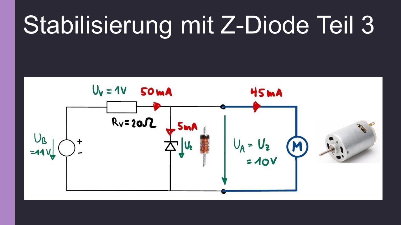 Spannungsstabilisierung Teil 3: Einfluss des Laststroms bei Zenerdiode / Z-Diode