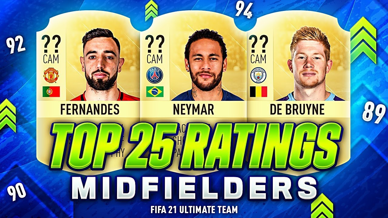 FIFA 21 | TOP 25 BEST HIGHEST RATINGS MIDFIELDERS😱🔥 | w/BRUNO FERNANDES, DE BRUYNE & NEYMAR | FUT 21