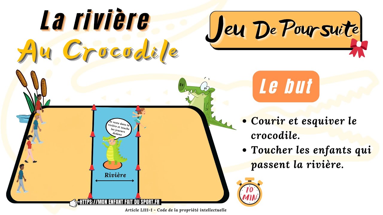 Règle du jeu de la RIVIÈRE AU CROCODILE - jeu de poursuite sportif pour enfant