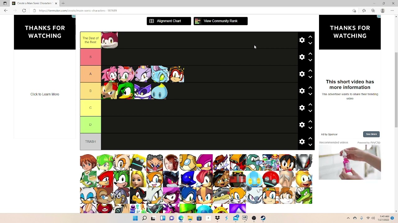BlazingAndy rates Sonic Characters: Sonic Character Tier List Video