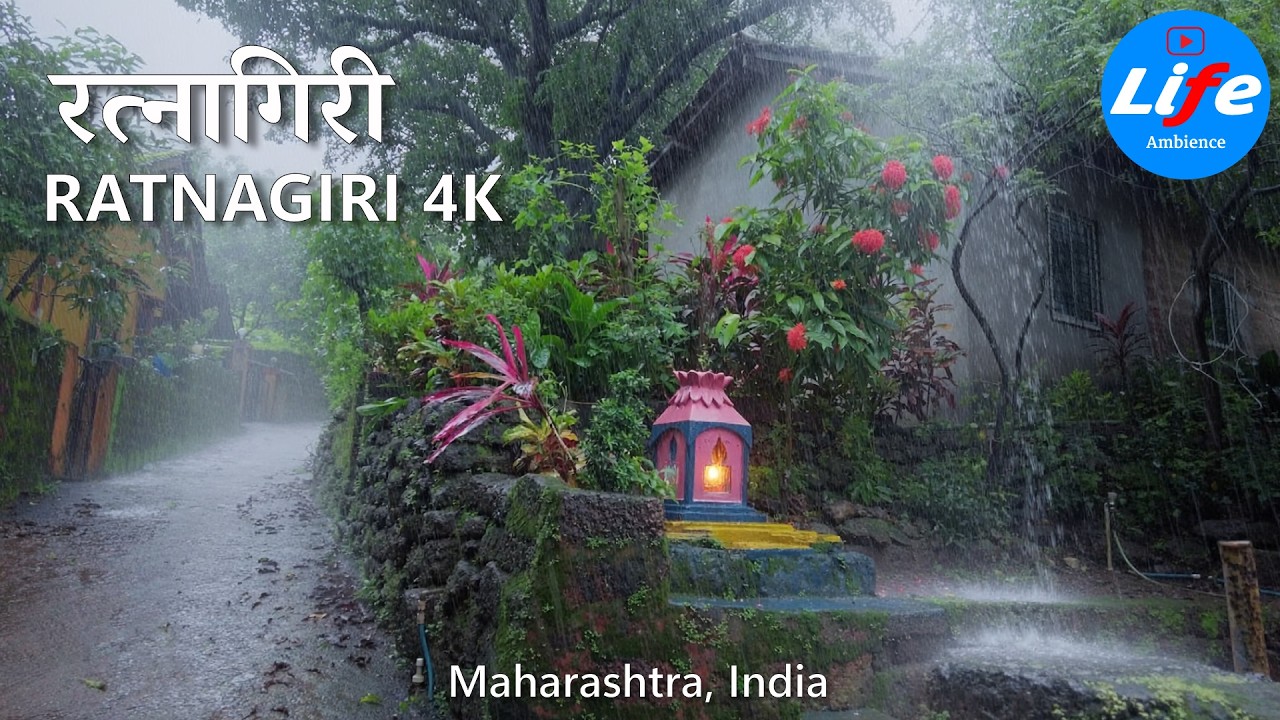 Walking in the Rain at Bhagwati Fort Village, Konkan Nature Walk Ratnagiri 4K