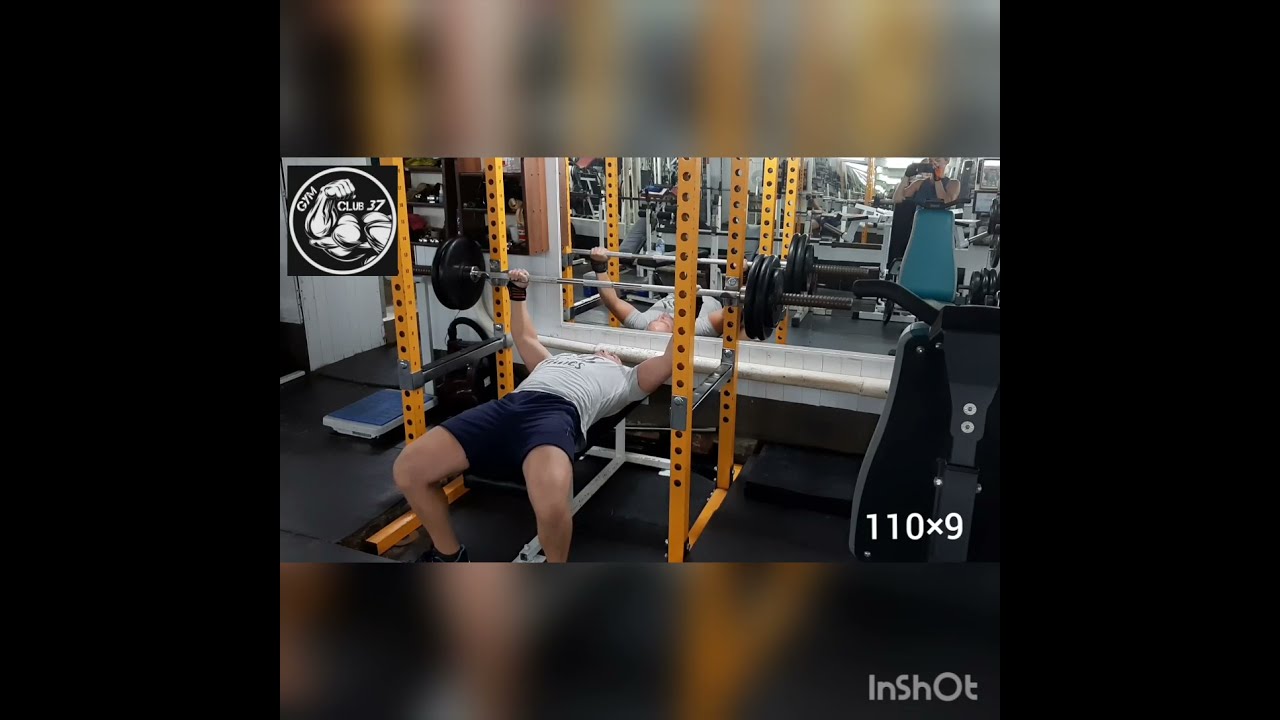 Жим штанги лёжа / Bench press (110kg&times;9).