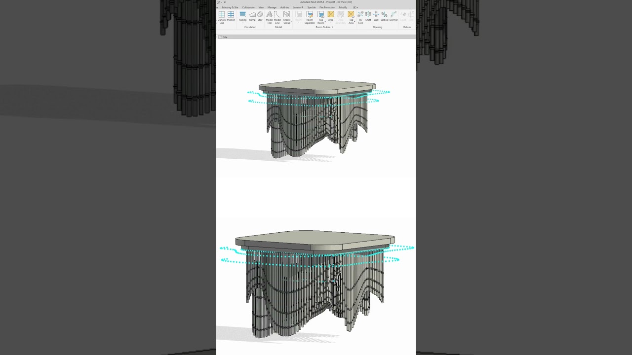 parametric facade built in Revit without dynamo using nested and adaptive families