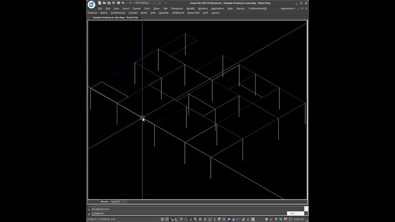 Draw 3d centerline for import in structural design software. RcadExpress centerline automation tool