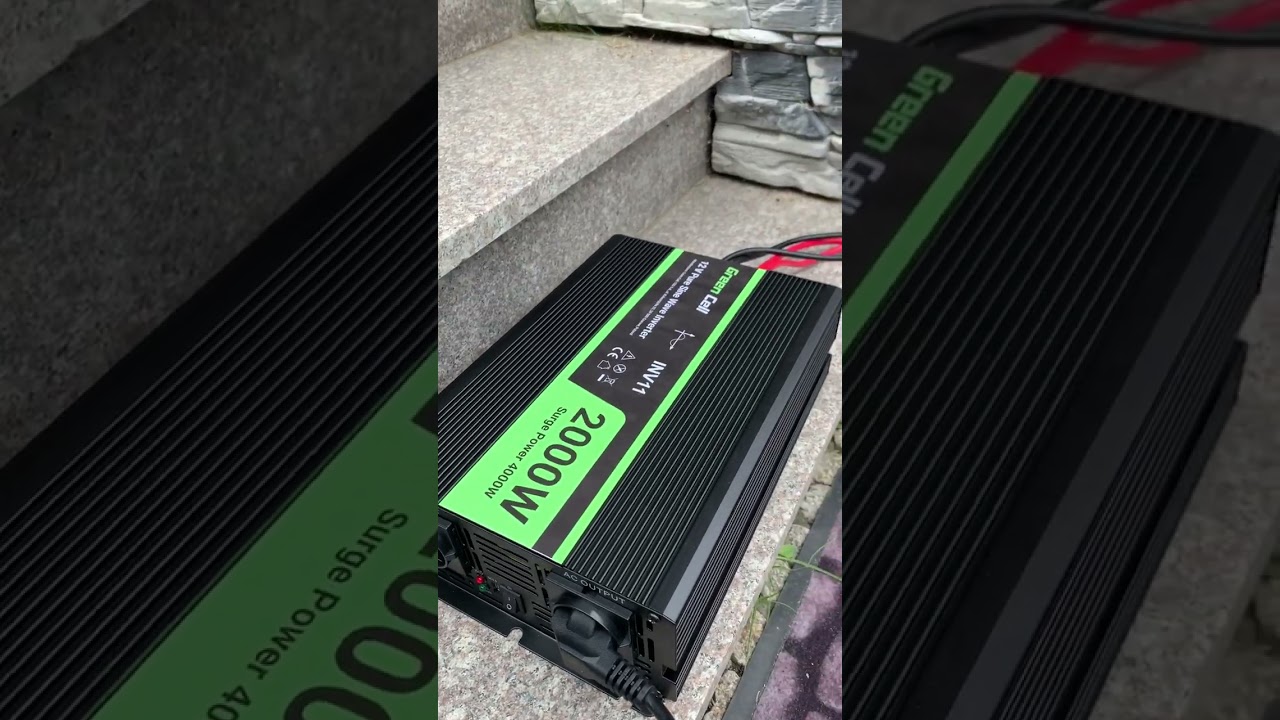Test 2000W Pure sine wave Green Cell inverter to heating water in a 2200W kettle :)
