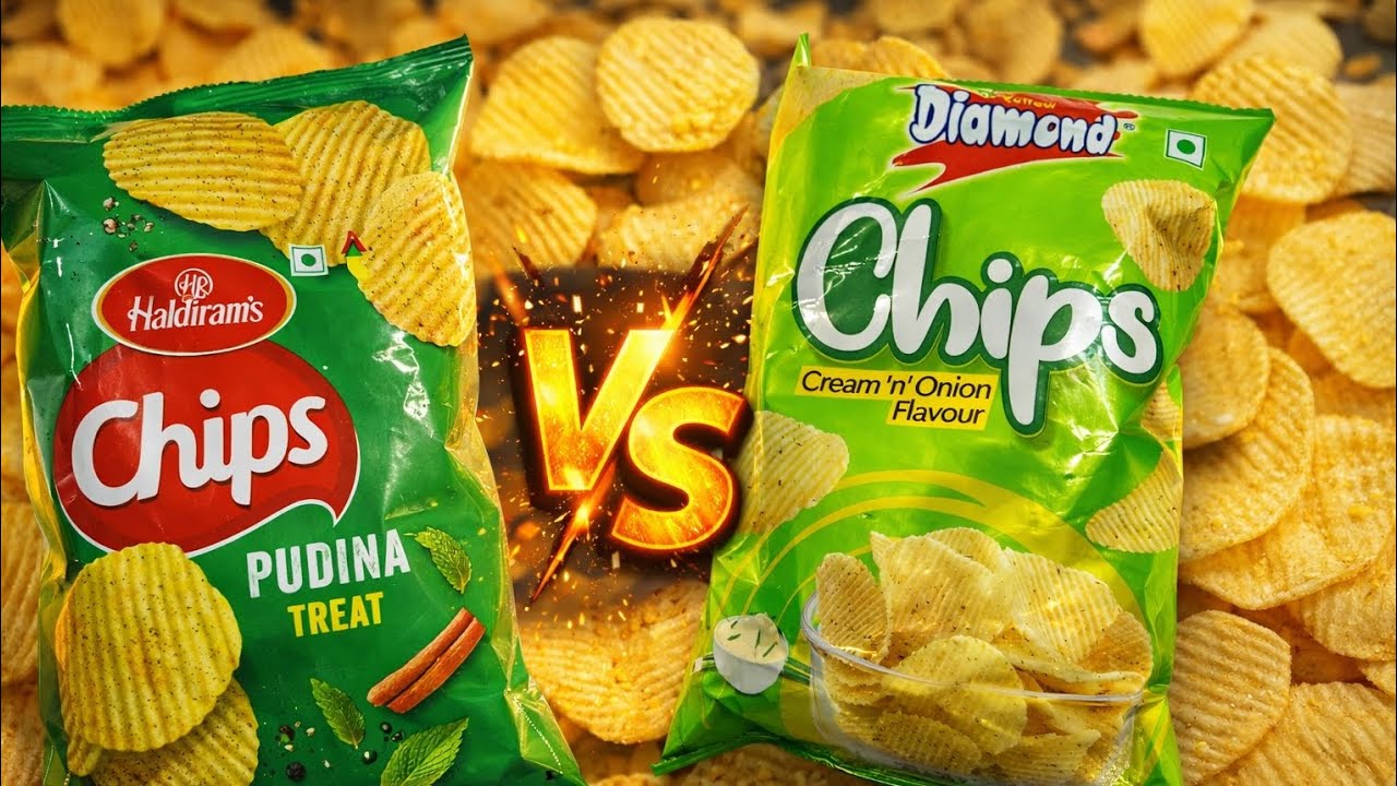 Haldiram Pudina Treat 🆚 Diamond Cream & Onion Chips | ASMR Review 😋