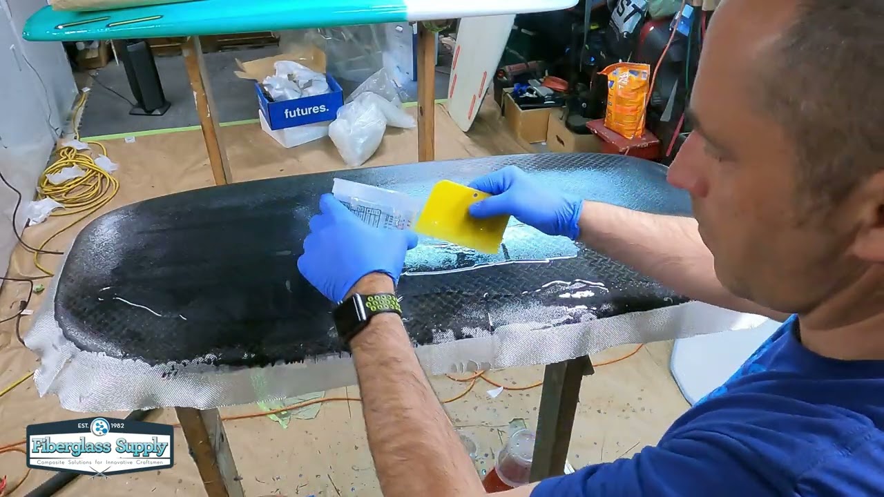 Wake and Kite Foilboard Build - Glassing with Carbon Fiber and S-2 Glass
