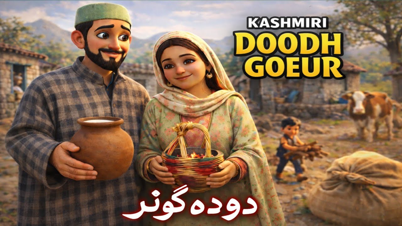 Kashmiri folktale🥳 || Beimaan Doodh Goeur 🐄||kashmiri cartoon Animation