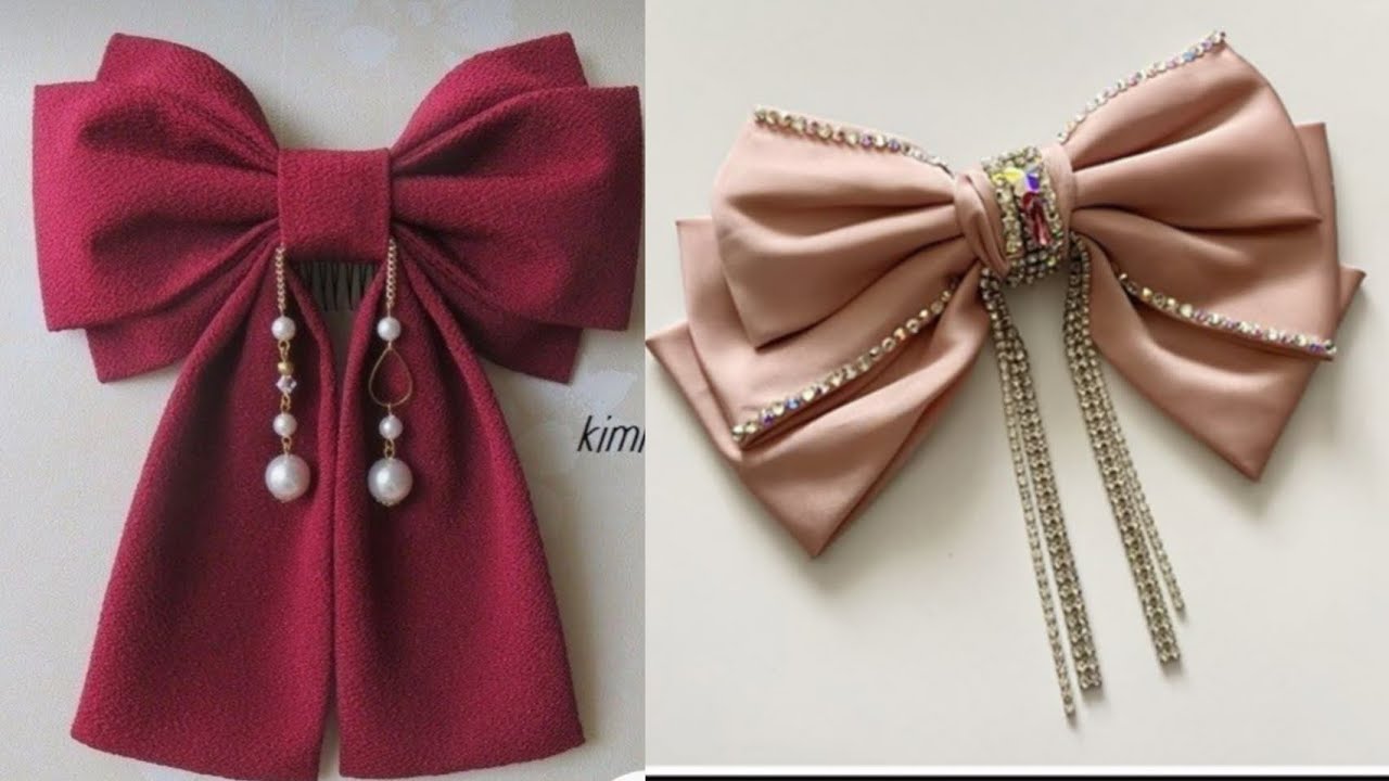 Long And Mini Hair Scrunchies🎀DIY Hair Bow Makingwith pearls |Hair Bow Making Tutorial#hairstyle#diy