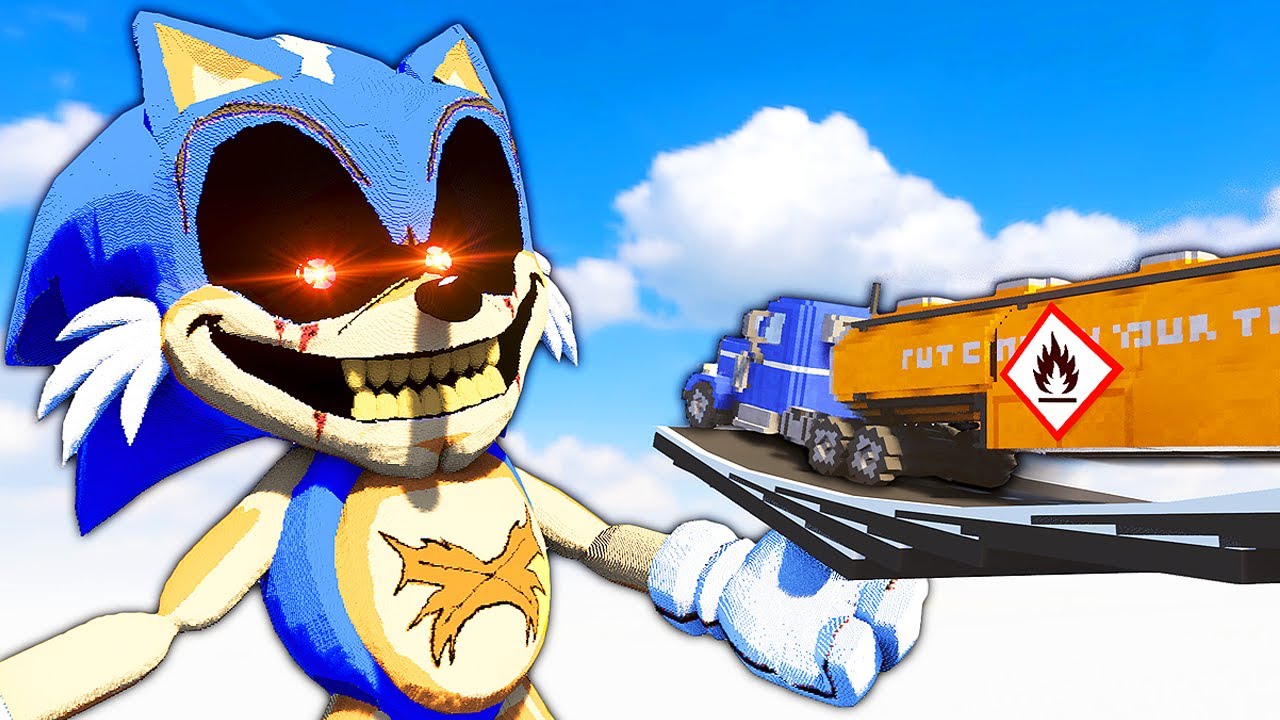 Врезаемся в SONIC.EXE с помощью машин — многопользовательская игра Teardown Mods