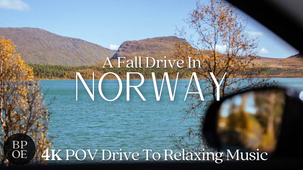 Relaxing 4K Drive in Norway 🇳🇴 Høvringen - Autumn Leaves - Relaxing Music