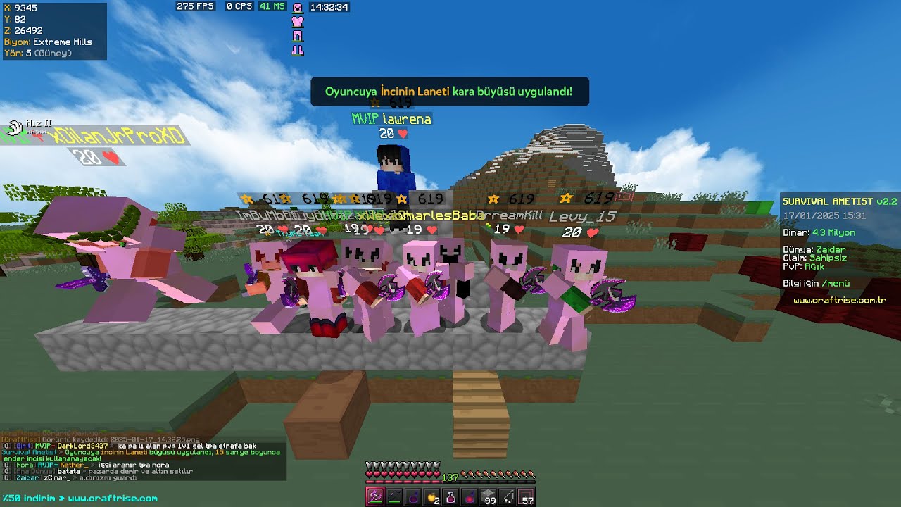 50 - 40 - 30 GUARDINA TURNUVA PVP -craftrise survival ametist
