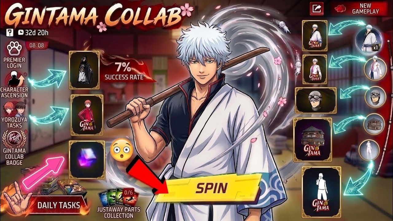 Ob53 Gintama Event All Free Rewards 😘Free Fire X Gintama | May Month Booyah Pass 2026 | FF New Event