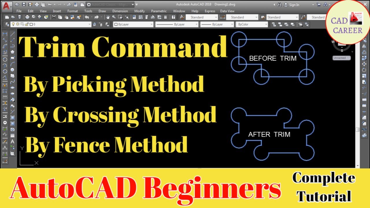 Trim Command in AutoCAD in hindi || How to use Trim command in AutoCAD || Trim command tutorial
