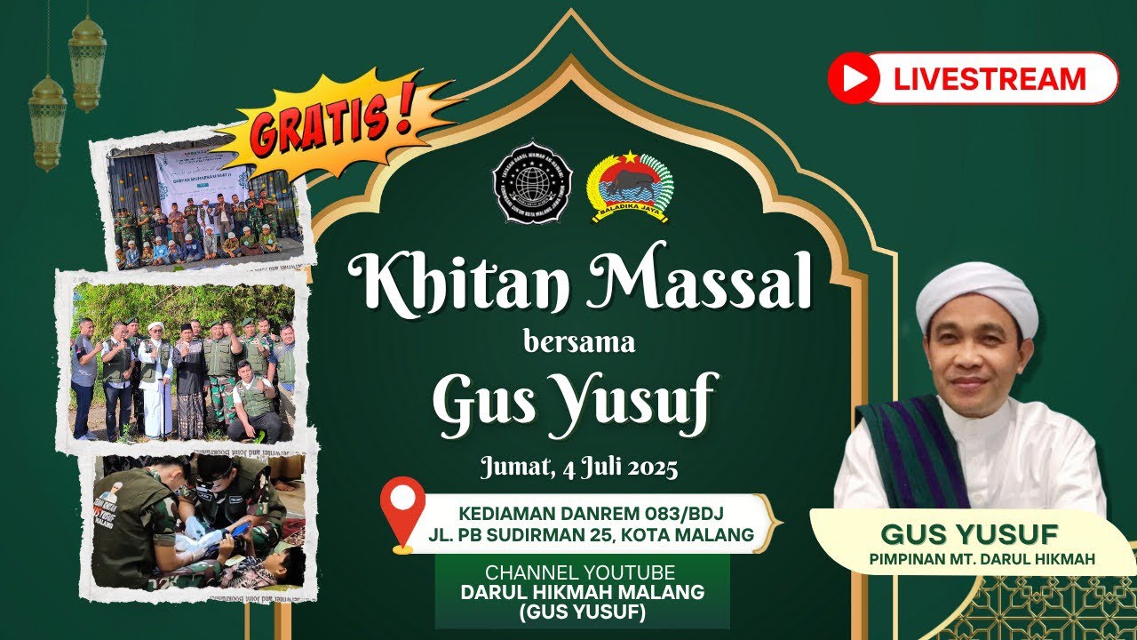 KHITAN MASSAL BERSAMA GUS YUSUF DI KEDIAMAN DANREM 083/BDJ (KOL INF H KOHIR)