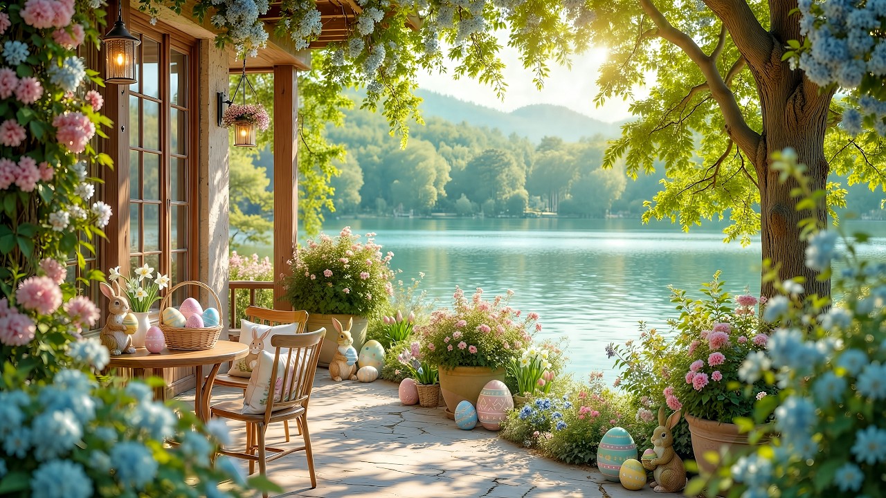 Happy Easter 🐰 Beautiful Piano Music 🌿 Peaceful Spring Terrace by the Lake