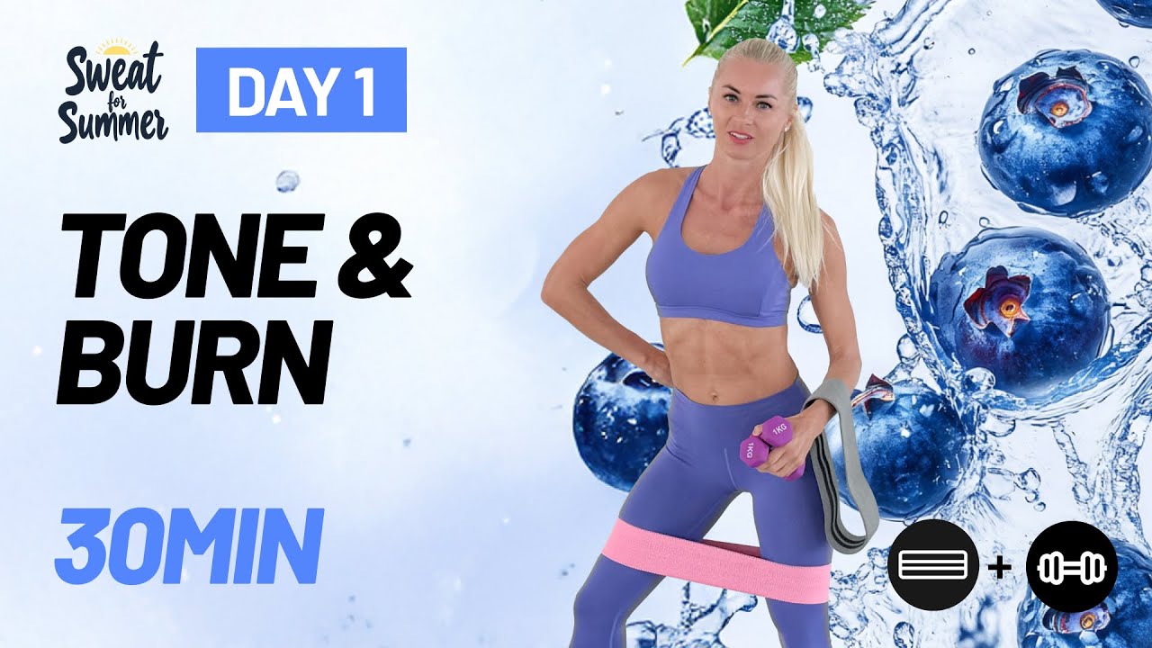 30 Min Tabata Tone & Burn Workout with Dumbbells + Lower Body Bonus | Sweat for Summer Day 1