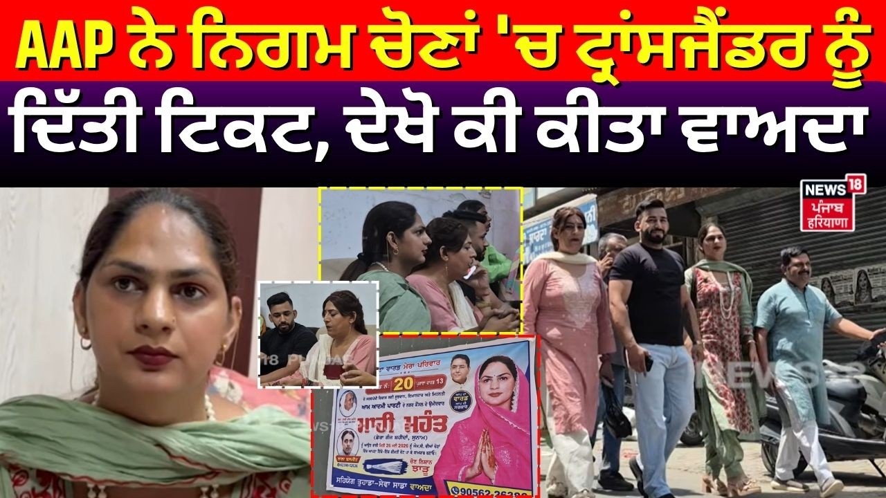 Punjab MC Elections | AAP ਨੇ ਨਿਗਮ ਚੋਣਾਂ 'ਚ ਟ੍ਰਾਂਸਜੈਂਡਰ ਨੂੰ ਦਿੱਤੀ ਟਿਕਟ, ਦੇਖੋ ਕੀ ਕੀਤਾ ਵਾਅਦਾ | N18V
