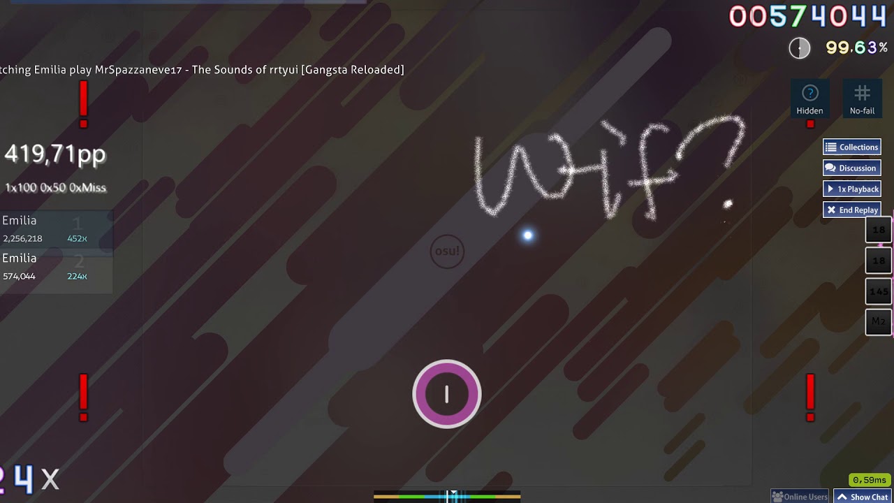 Emilia - MrSpazzaneve17 - The Sounds of rrtyui[Gangsta Reloaded] NF,HD 99.82% FC 9⭐(with pp counter)