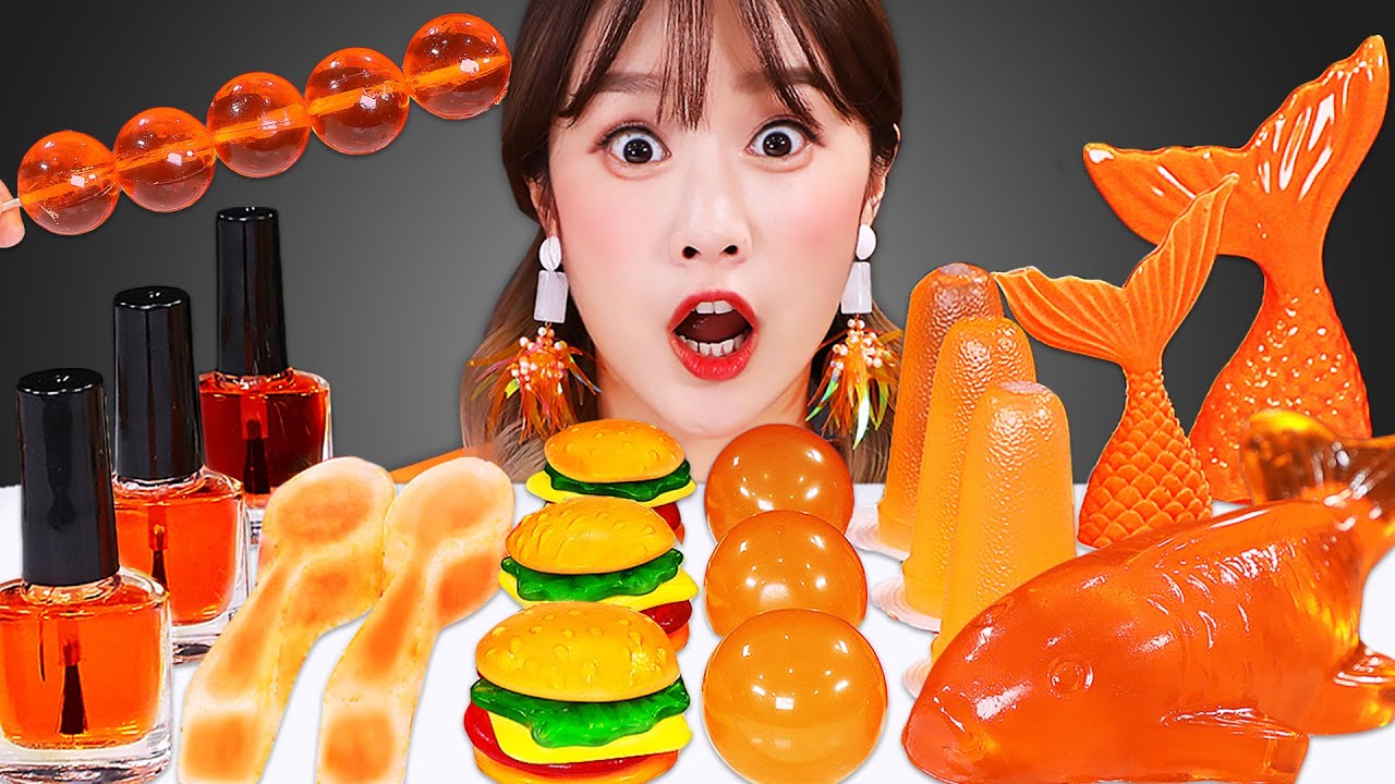 🍊ASMR Апельсиновый десерт Mukbang 🍊Апельсиновый десерт Mukbang JiniYum