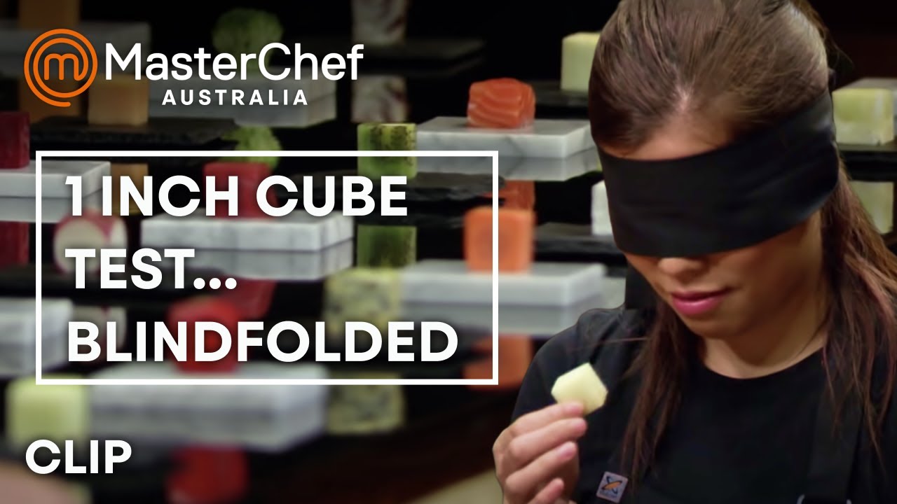 1 Inch Cube Taste Test Challenge... Blindfolded | MasterChef Australia | MasterChef World