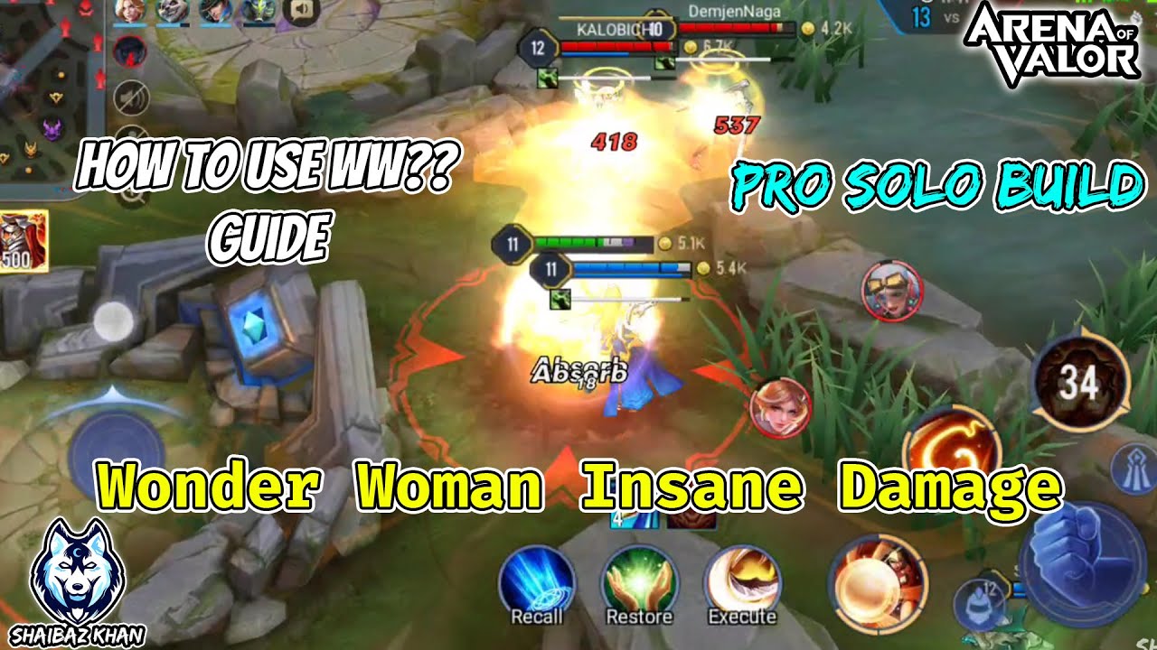 AOV WONDER WOMAN WARRIOR GAMEPLAY | PRO BUILD AND HOW TO USE WW | 傳說對決 | RoV | Liên Quân Mobile