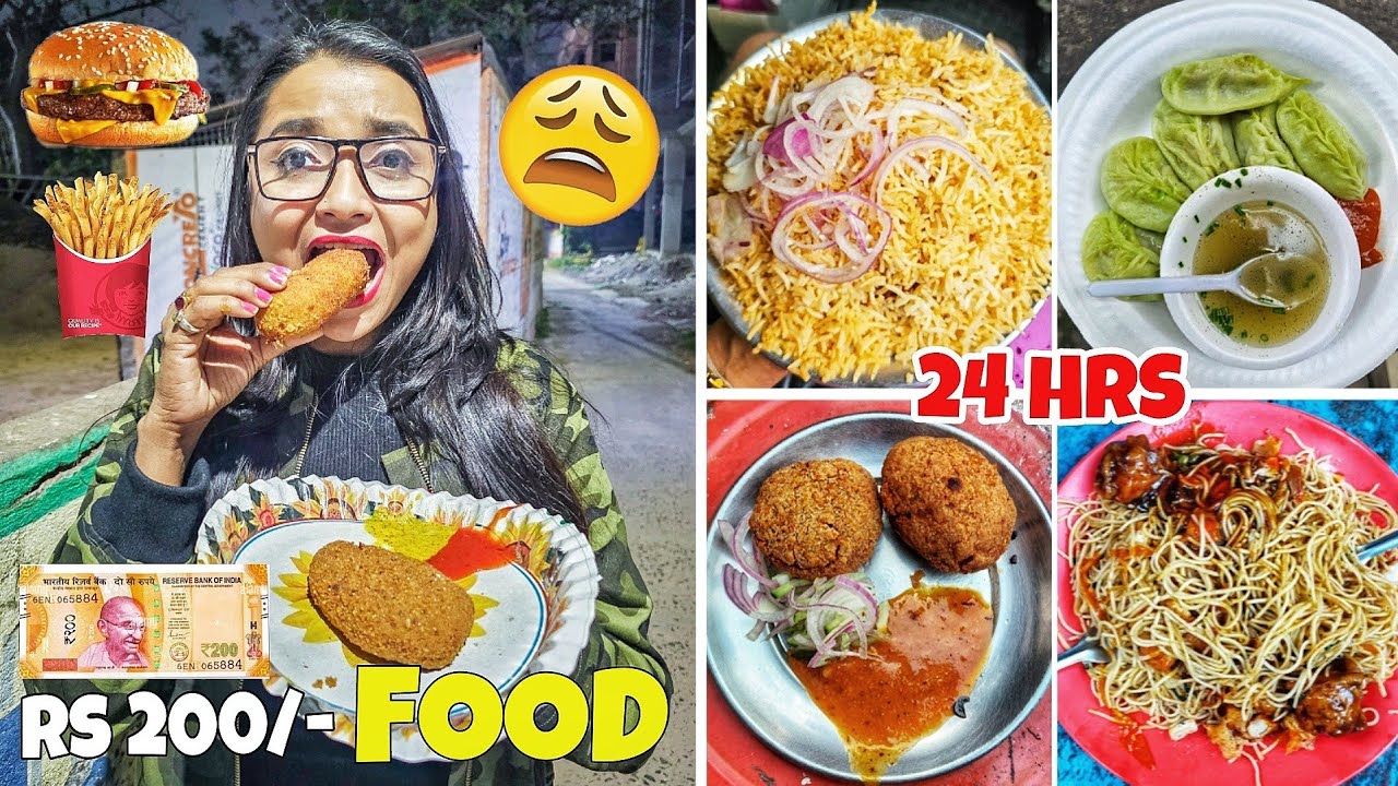 Living on Rs 200 FOOD for 24 Hours Challenge - Eating STREET FOOD Kolkata - CHEAPEST Food Challenge
