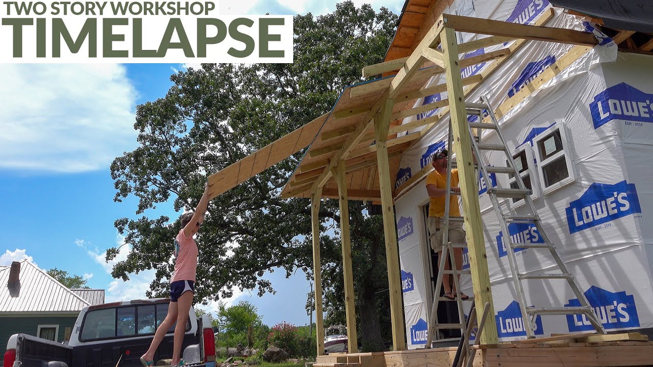 START TO FINISH(?) TIMELAPSE | Couple Builds Two Story Tiny House to use as a Workshop.
