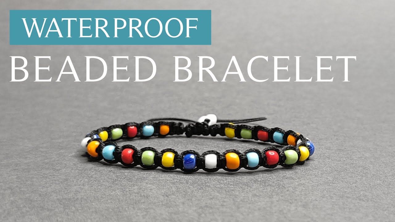 DIY Waterproof Beaded Square Knot Bracelet - How to Make a Surfer Macramé Beaded Bracelet