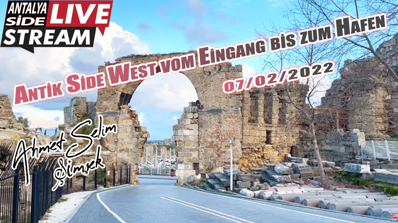 Antik Side West vom Eingang bis zum Hafen. Live