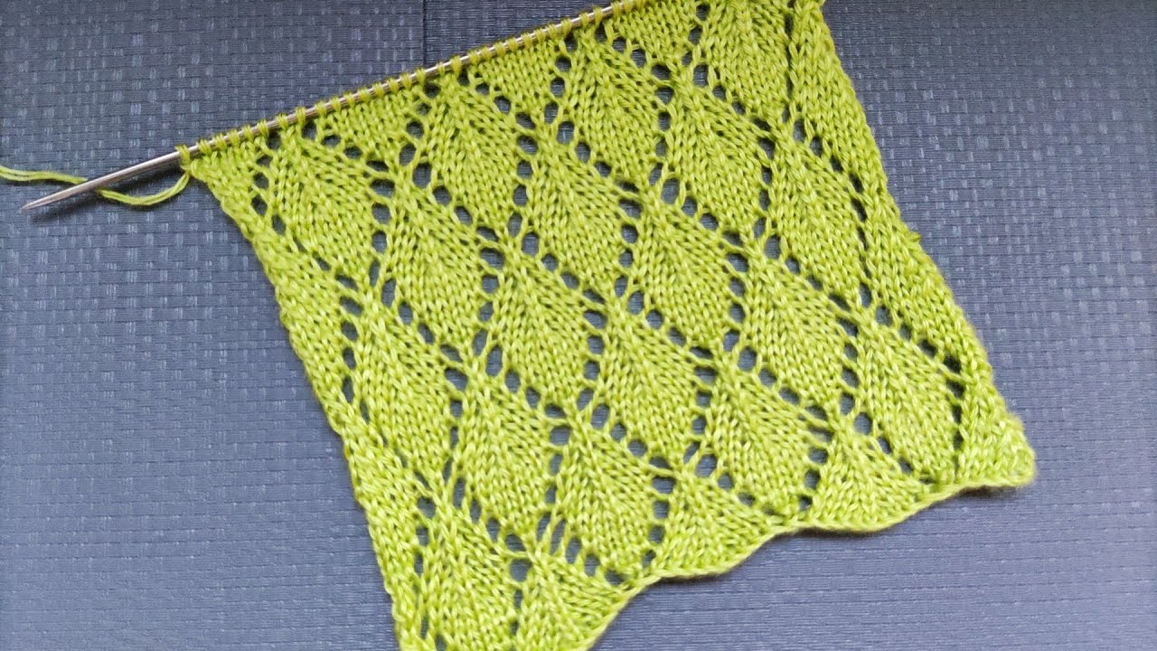 Leaves Knit Stitch Pattern | Blattmuster stricken | Punto hojas a dos agujas | Punto foglie ai ferri