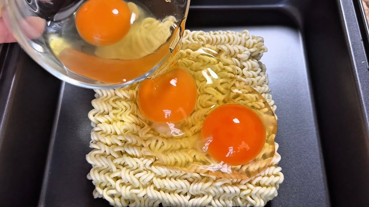Pour eggs over instant noodles! 100% you will be surprised how easy and delicious it is!