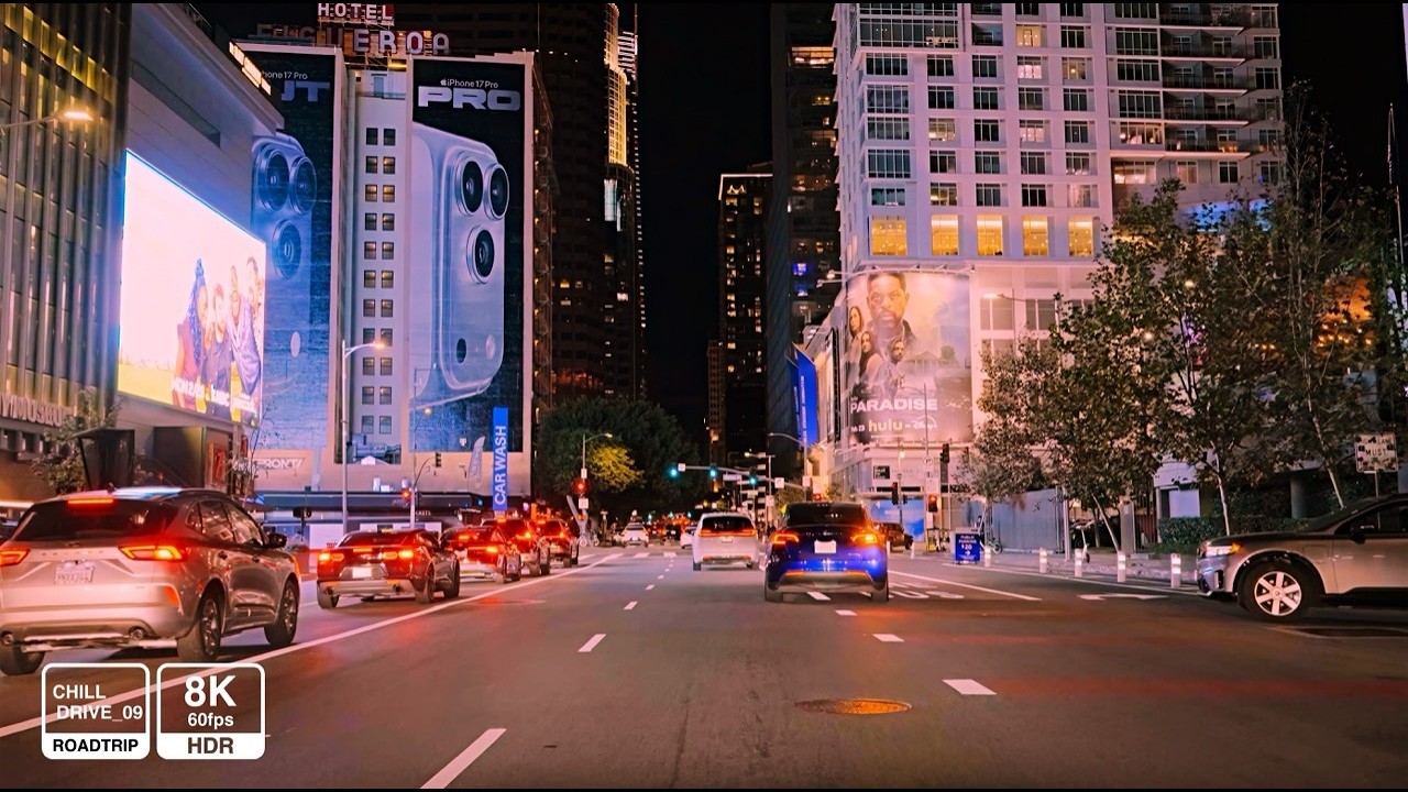 Relaxing Driving Los Angele at Night | 8K 60fps HDR | Chill Night Lo Fi Beats