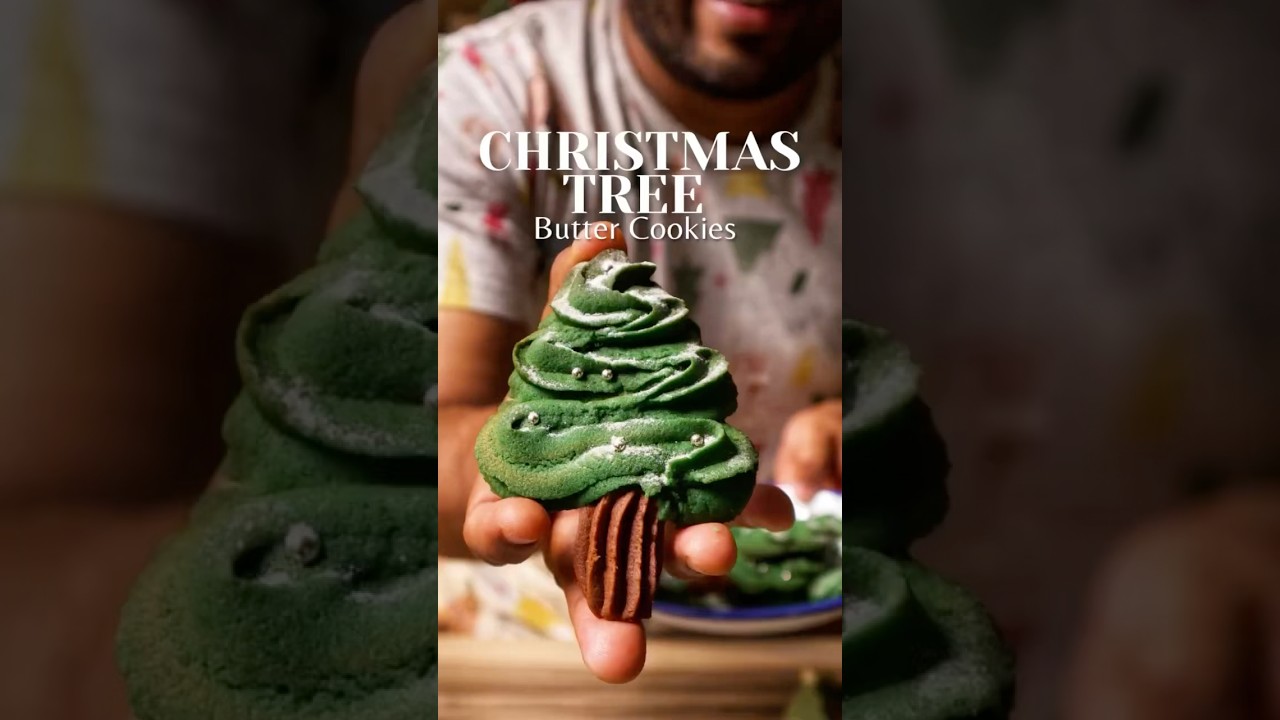 Bakery style Christmas Tree Butter Cookies that Everyone Loves! #easyrecipes #shorts #cookies