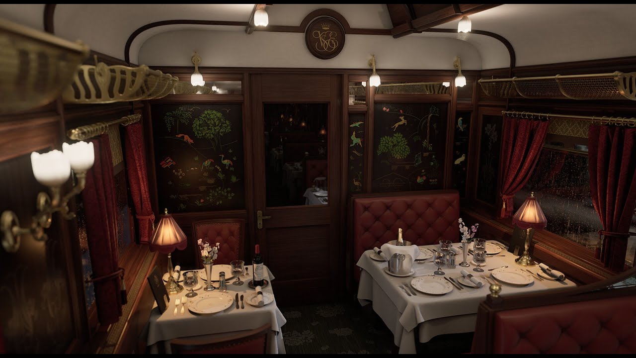 Relax in the Dining Car of the Orient Express | 10 Hour | Ambient Train Noises, Luxury Dining