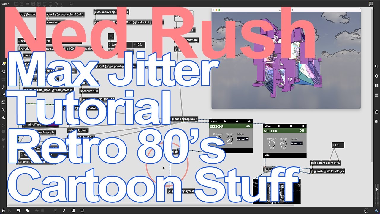 Max Jitter Tutorial - Retro 80s Cartoon Visuals = Ned Rush