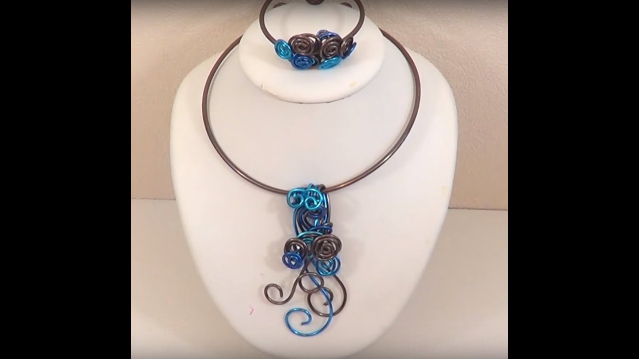 ► [ TUTO ] Parure Collier et bracelet en Fil Aluminium 2 mm Chocolat et Turquoise