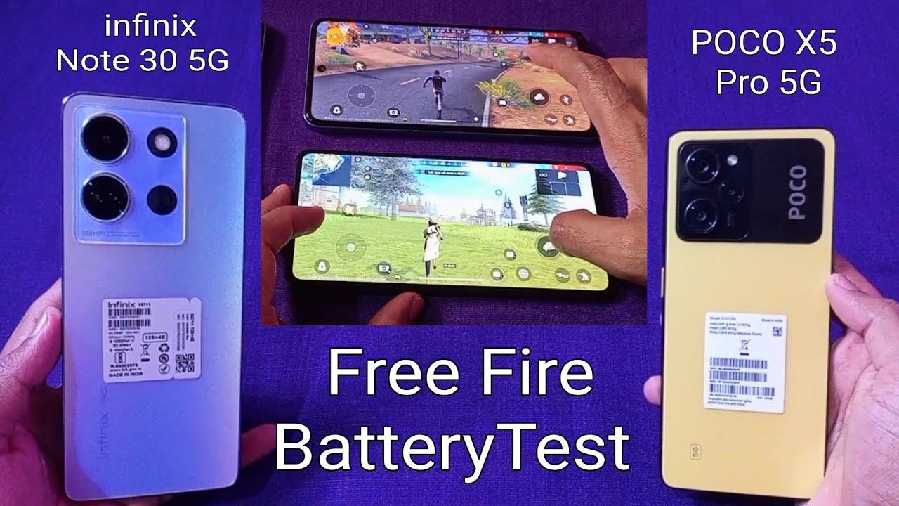 Infinix Note 30 5G Vs POCO X5 Pro 5G Free Fire Battery Drain Test ( 100 To 0% )