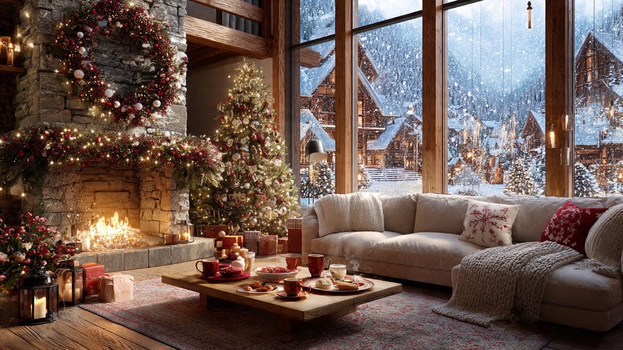 Cozy Christmas Winter Coffee Shop Ambience ❄️ Warm Jazz for Relaxing Evenings, work, study❄️