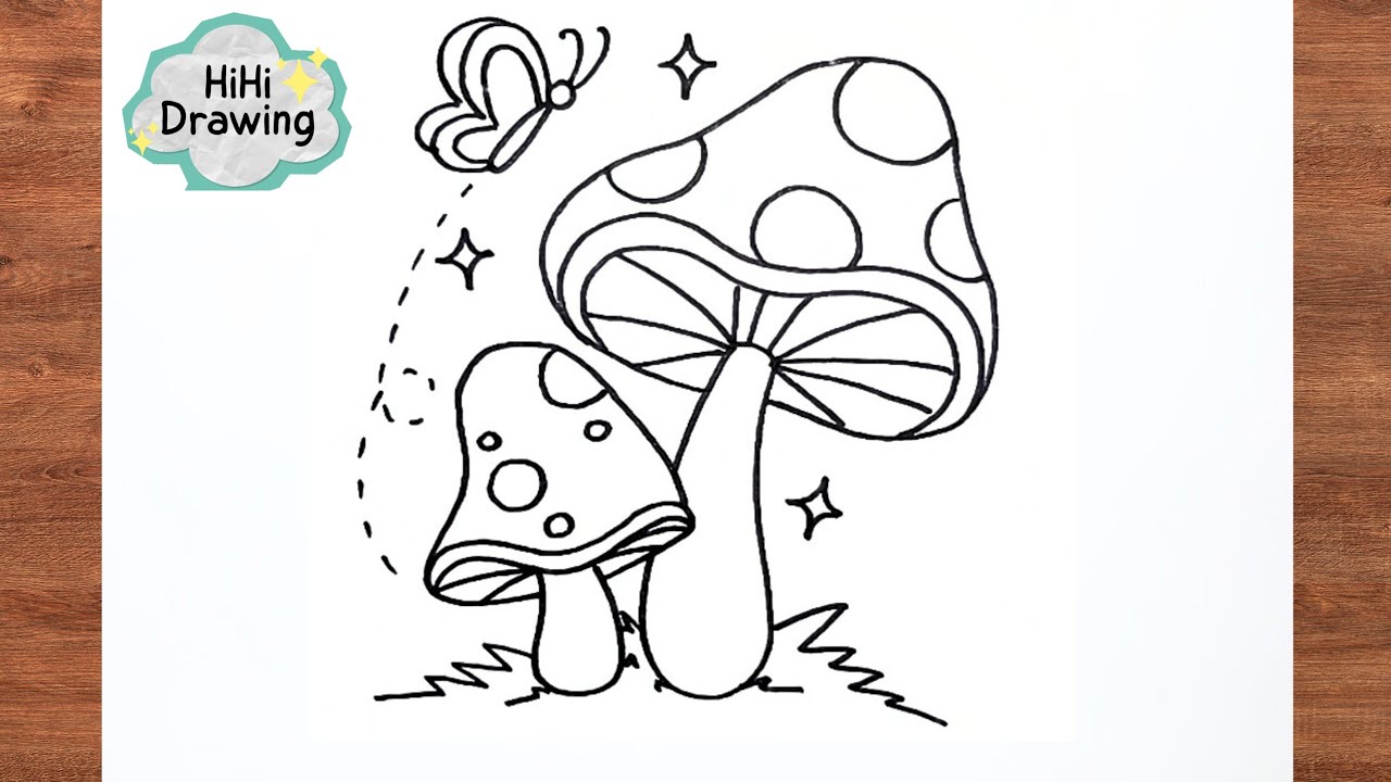 How To Draw Magic Mushrooms With Butterfly 🍄🦋 | Drawing Step by Step