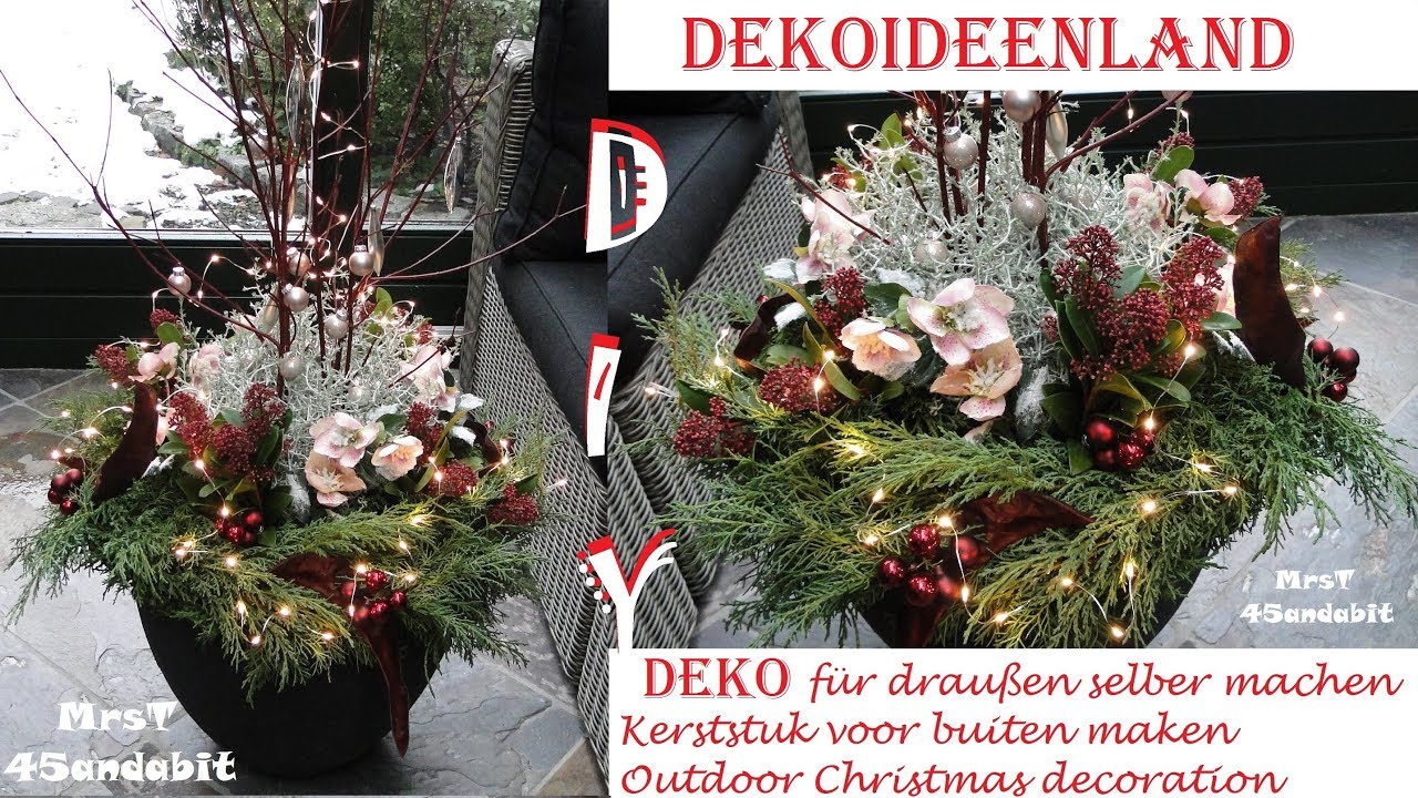 DIY Weihnachtsdeko selbermachen für Außen I Stacheldrahtpflanze I kerststuk Christmas DekoideenLand