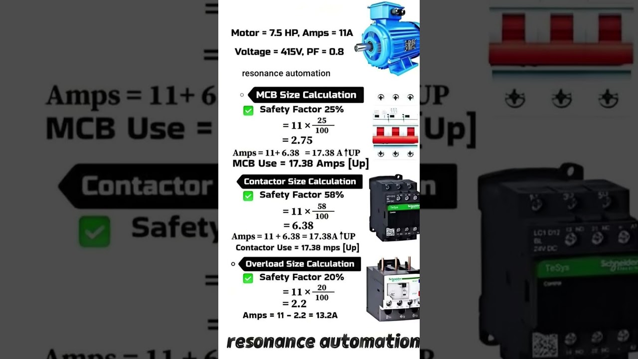 MCB size calculations #contector calculations #overload size calculation #Akash technician1920