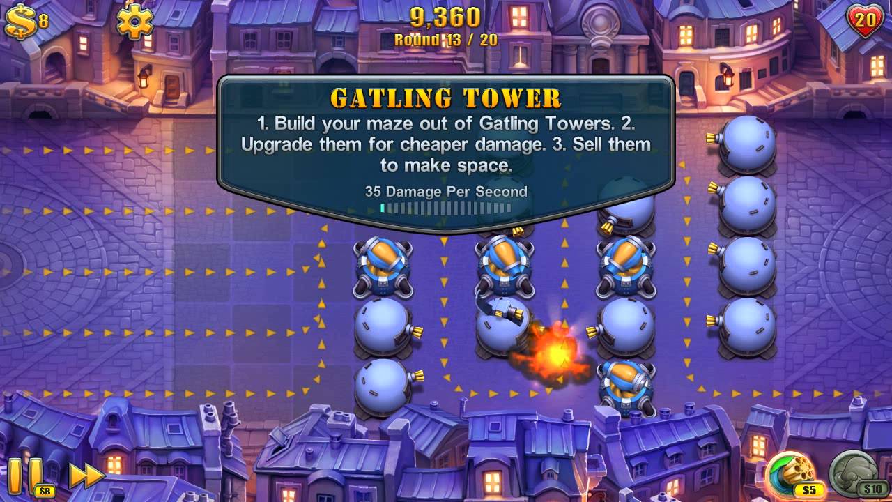 Noob plays Fieldrunners 2. Walkthrought. Mission 1: MeanWhile