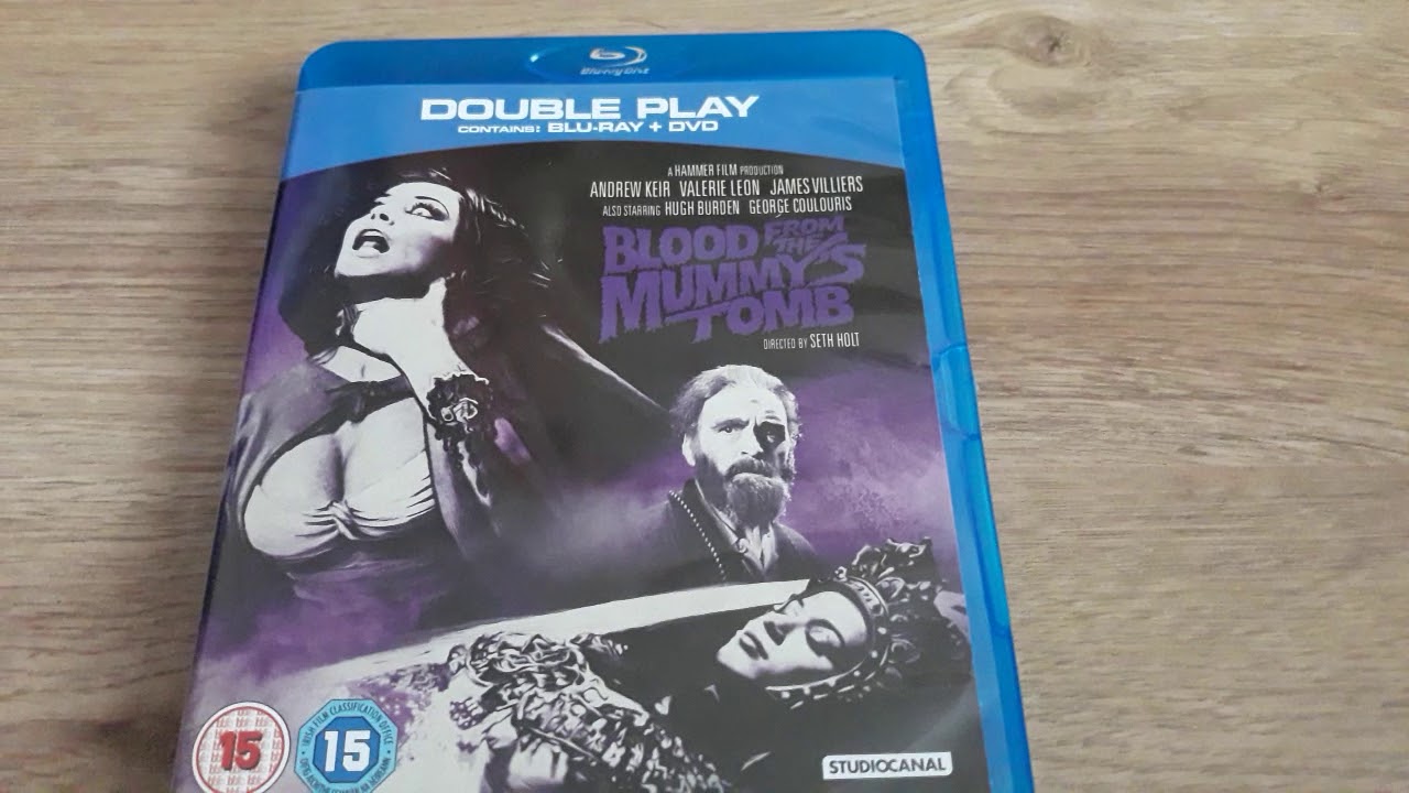 Blood From the Mummy's Tomb unboxing and menu screen.