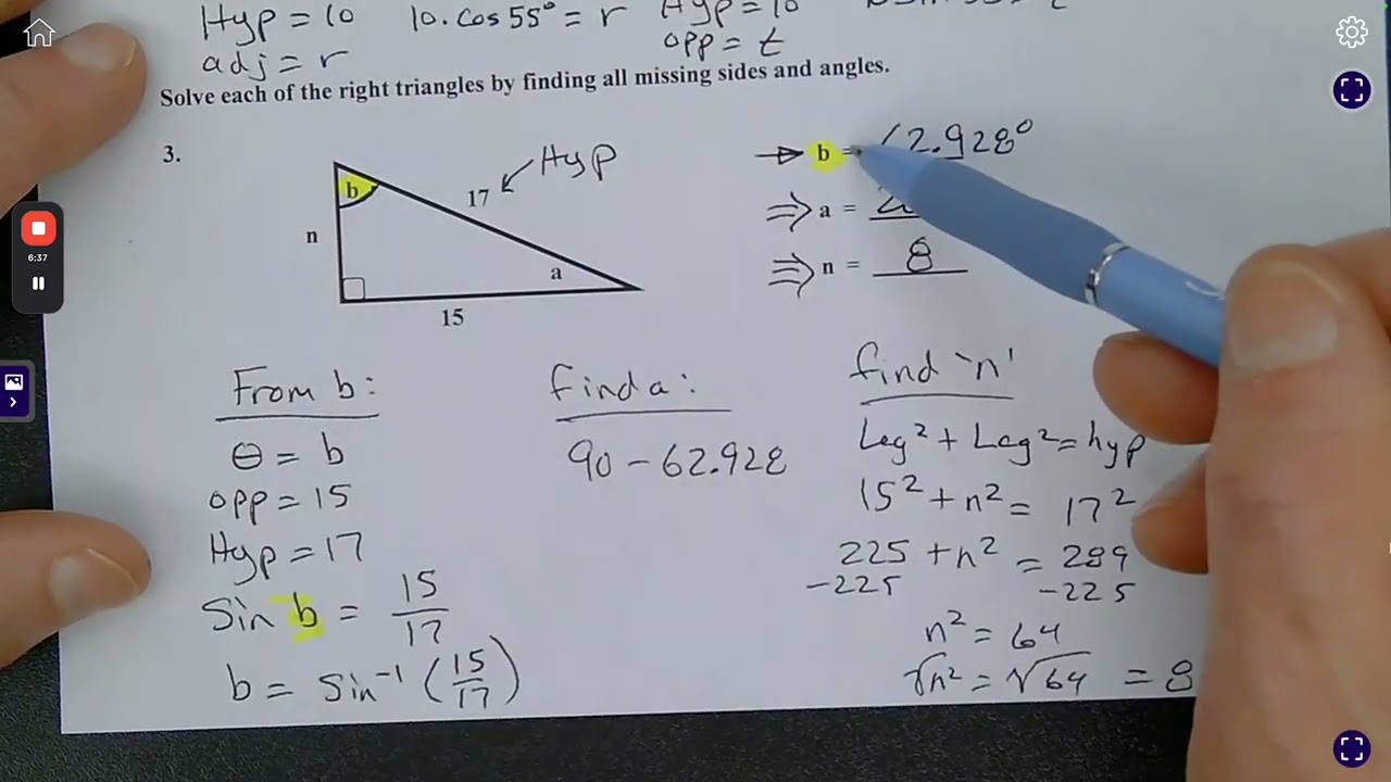 Geometry Unit 4 assessment Trigonometry Practice 2