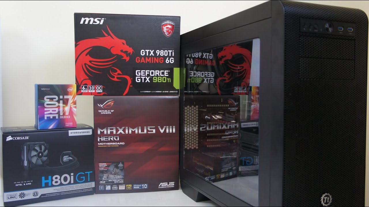 INTEL i7 6700K GTX 980 Ti Gaming PC Build, benchmark, overclock, Game test