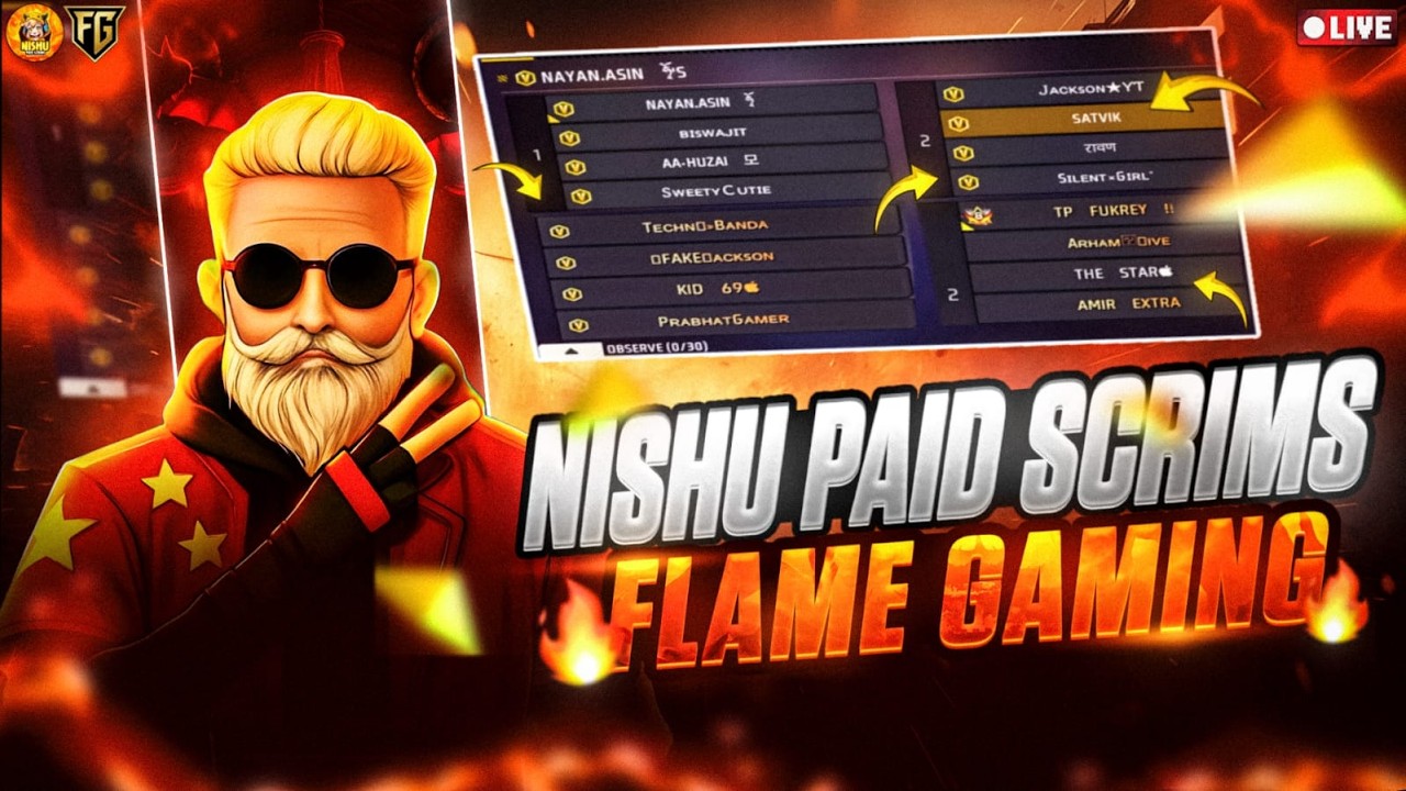 🛑Live Free Fire Esports - GRIND SCRIMS NISHU SCRIMS🏆FLAME GAMING CASTER ☠️ #freefirelive